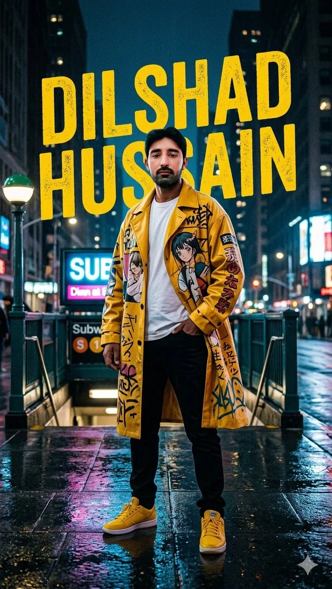 Neon Rain Streetwear Portrait reference