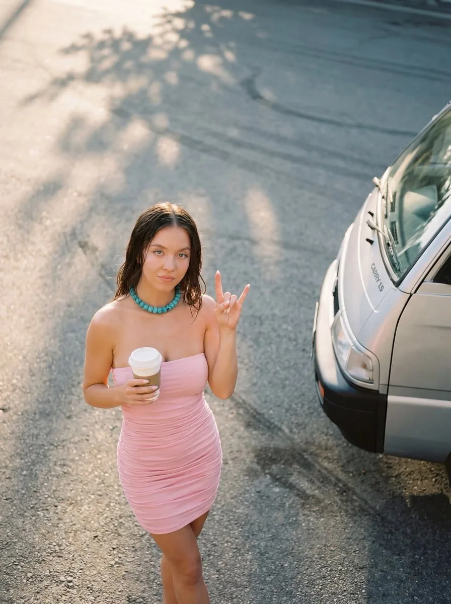 Urban Summer Portrait with High-Angle Shot - Nano Banana Pro AI Prompt for Social Media Post reference