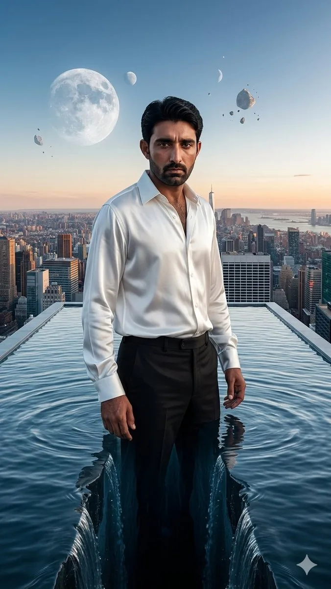 Surreal Rooftop Infinity Pool Portrait reference