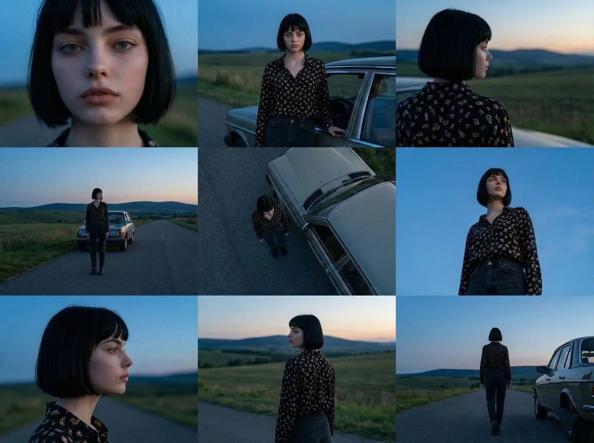 Cinematic 3x3 Grid Photo Series reference