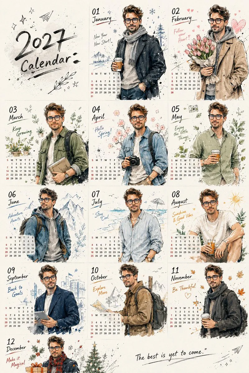 Korean Doodle Style Custom Calendar reference