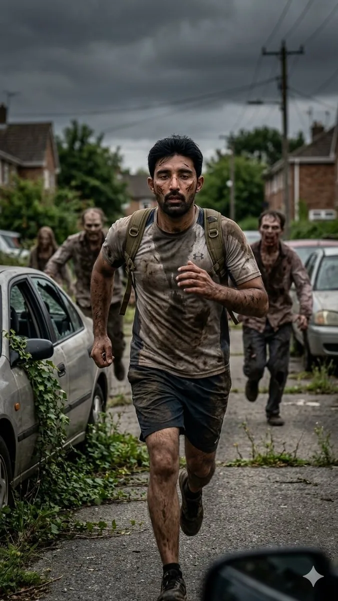 Desperate Runner on Stormy Street reference