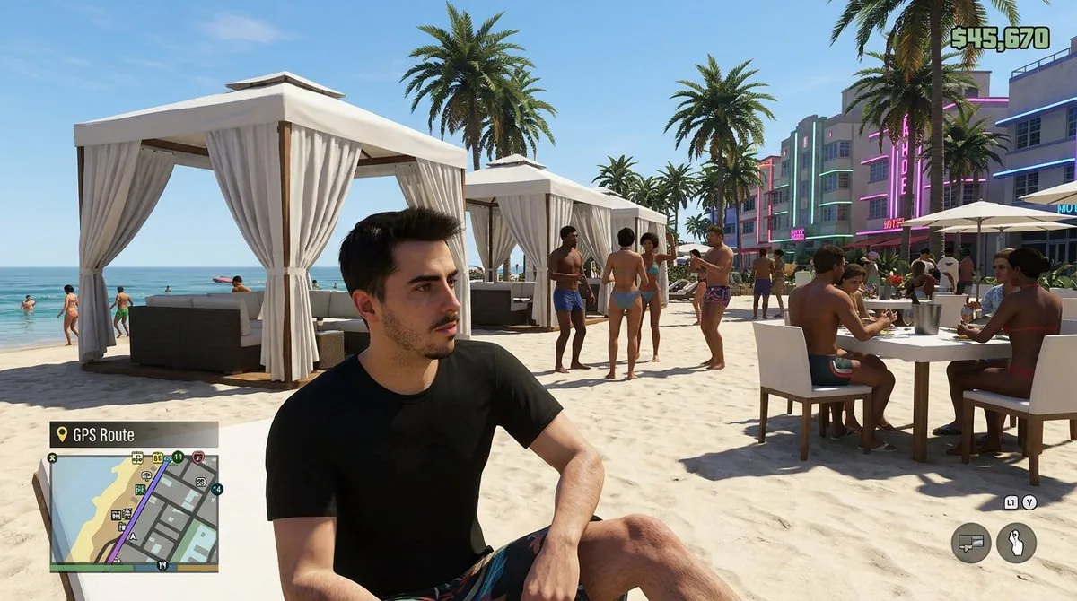 GTA-Style Beach Club Gameplay Screenshot reference