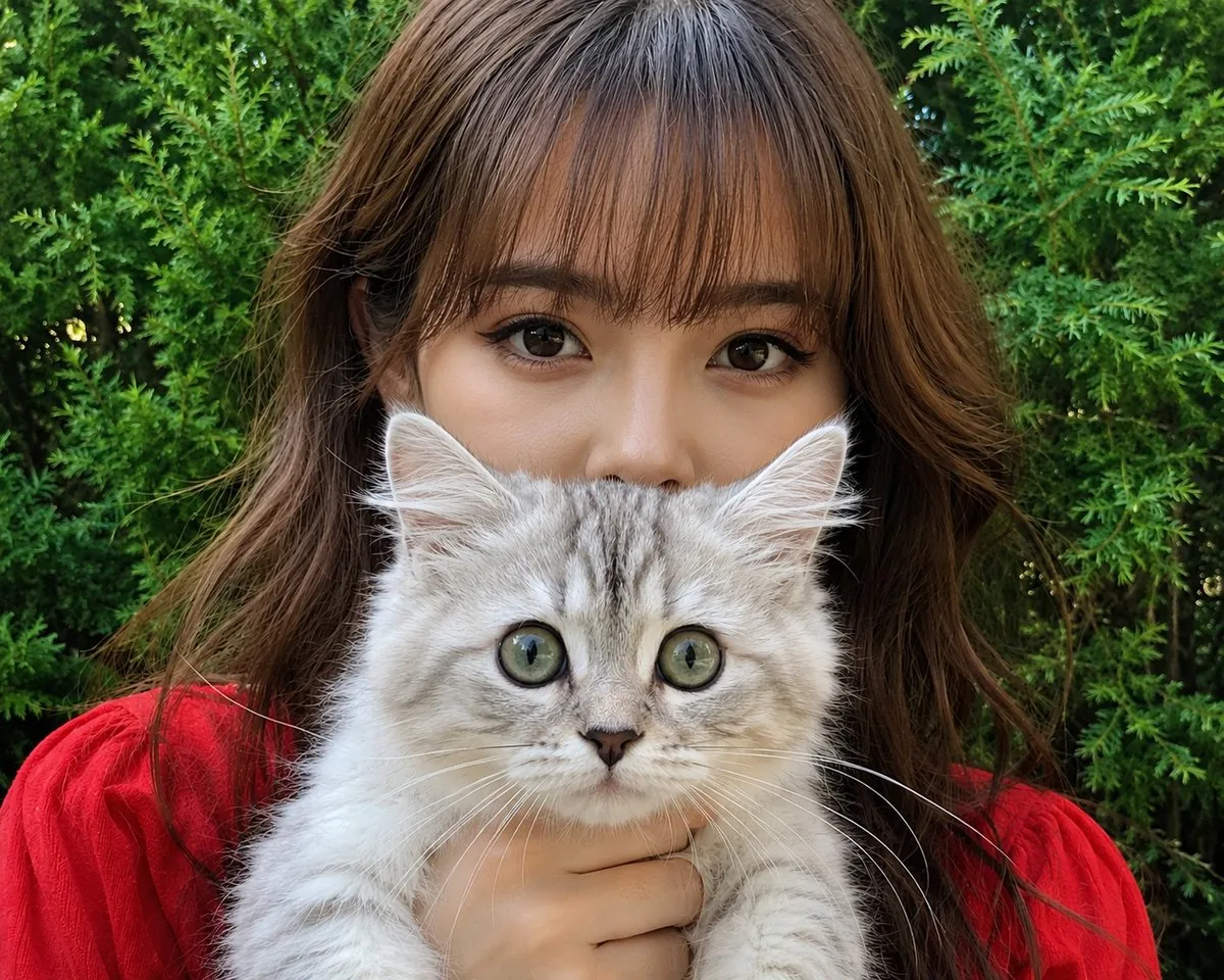 Woman with Kitten Close-up reference