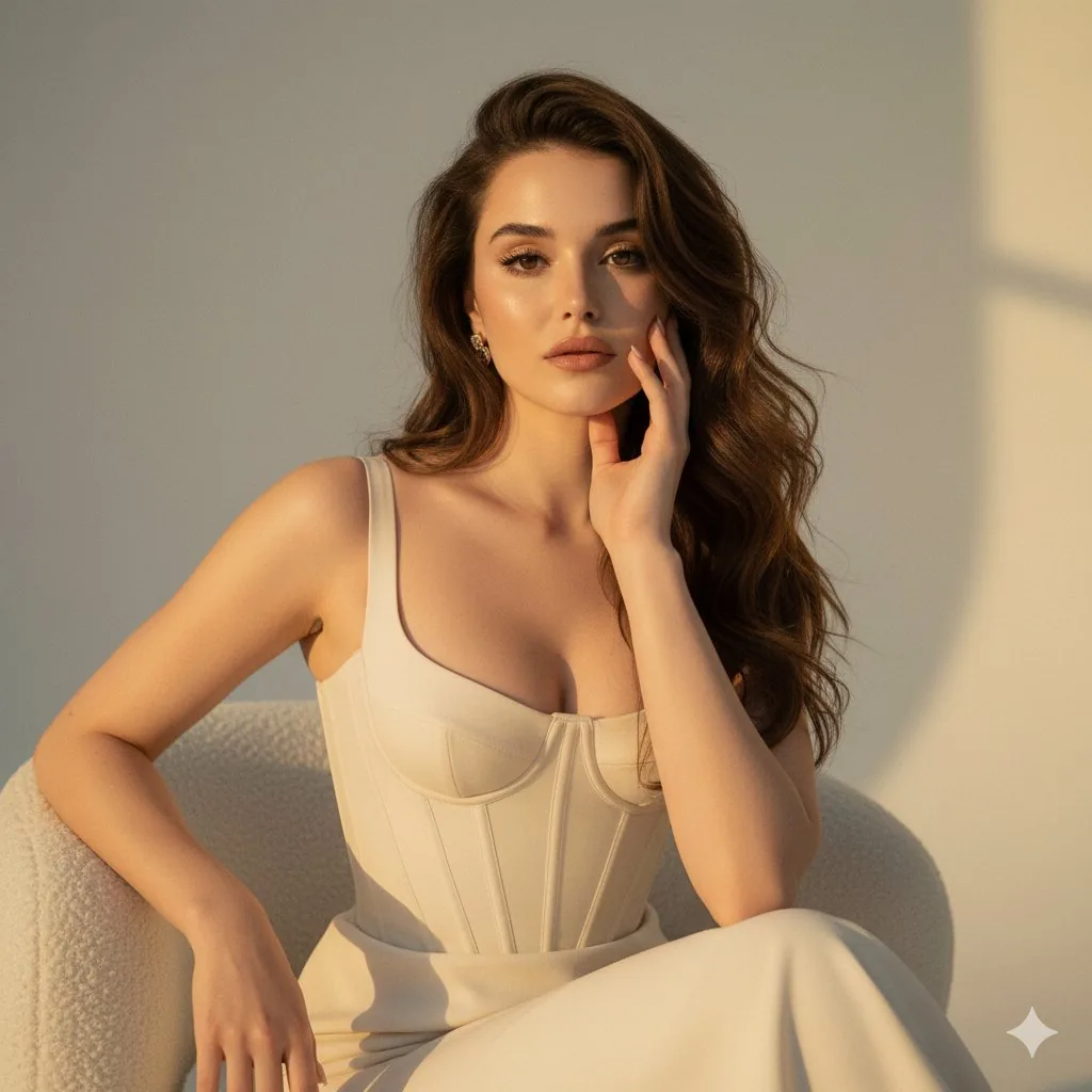 High-Fashion Editorial Golden Hour Portrait - Nano Banana Pro AI Prompt for Social Media Post reference