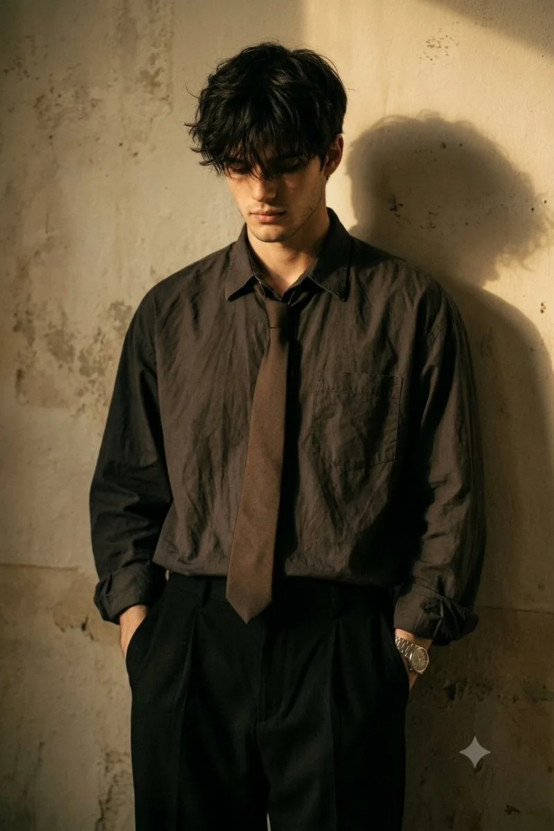 Moody Cinematic Male Portrait - Nano Banana Pro AI Prompt for Social Media Post reference