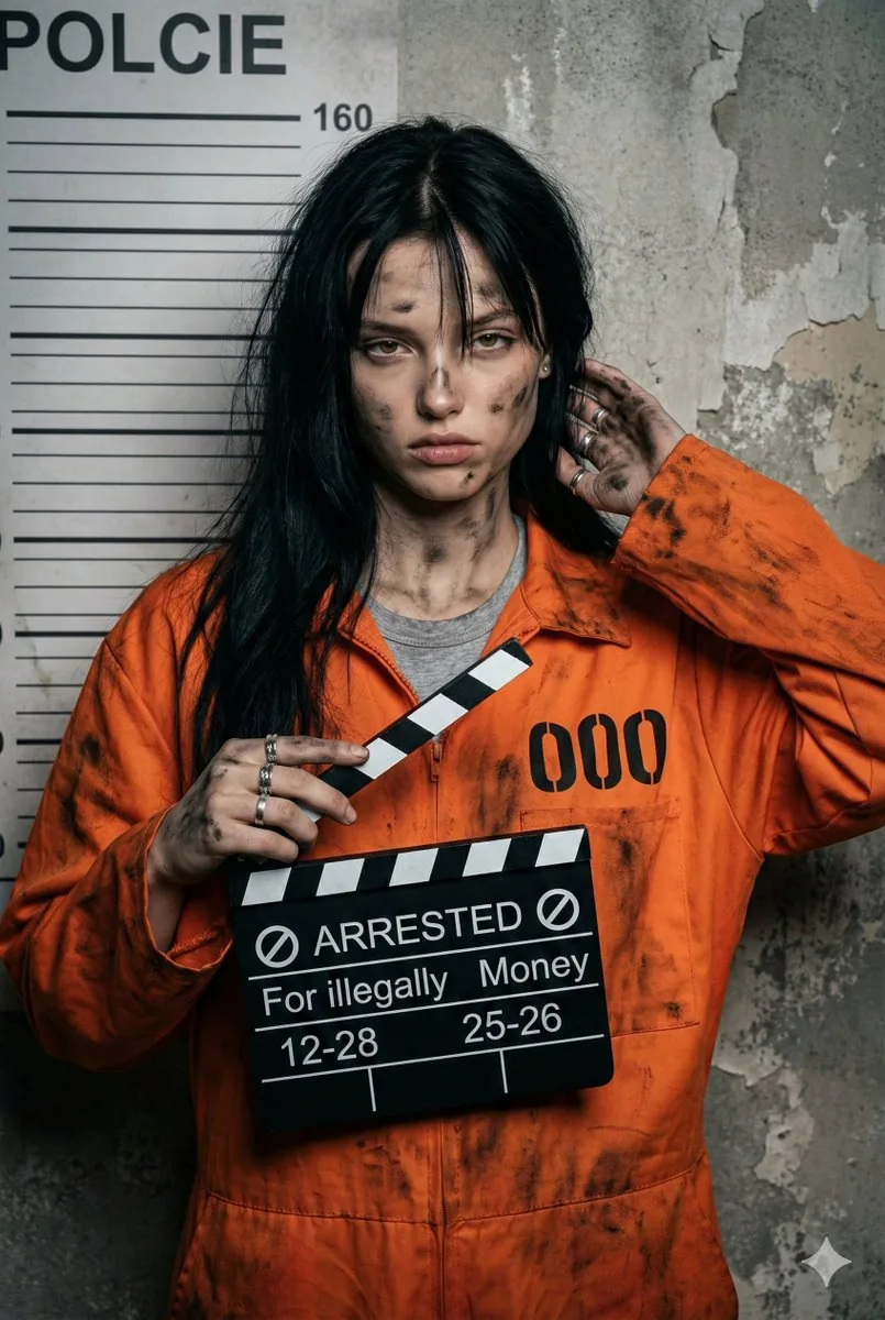Gritty Prisoner Mugshot Portrait Prompt - Nano Banana Pro AI Prompt for Social Media Post reference