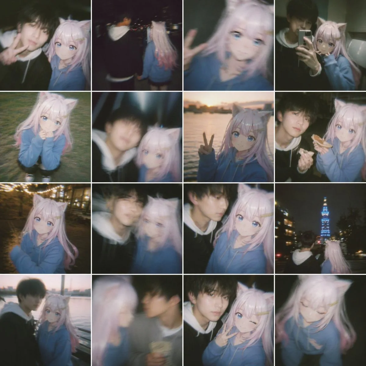 Nostalgic Shaky Film Couple Selfies reference