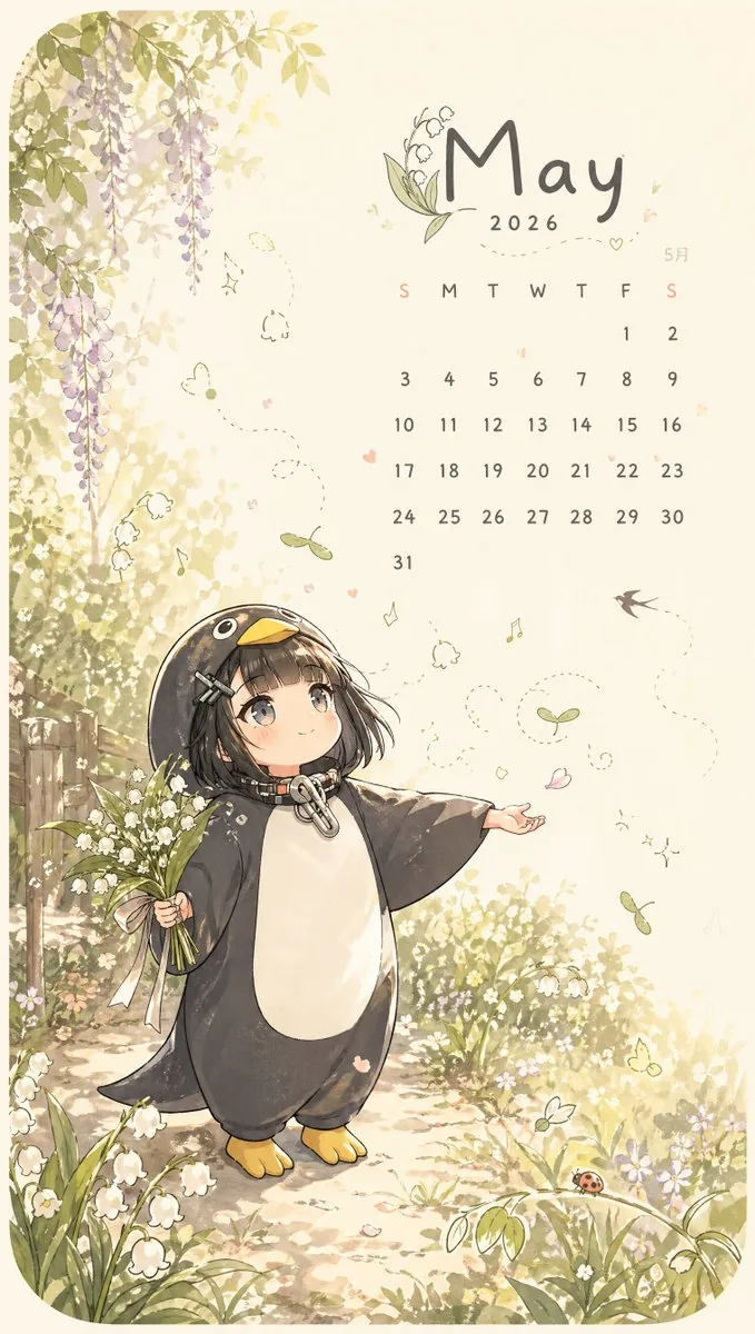 Whimsical May Spring Calendar reference