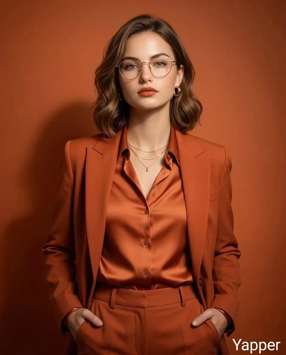 Monochromatic Burnt-Orange Fashion Portrait reference