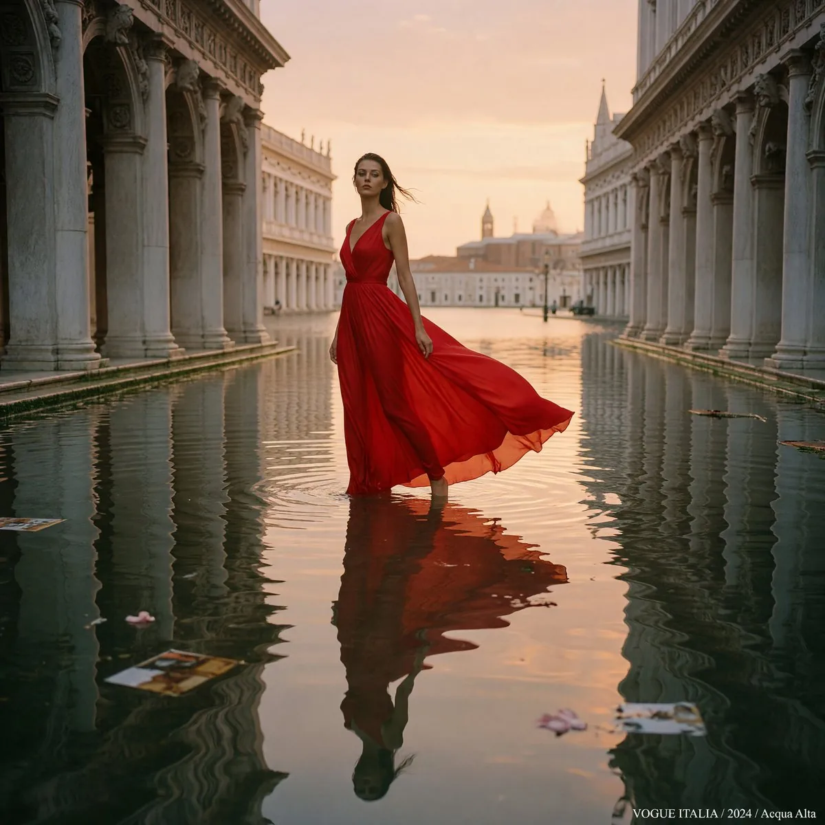 Crimson Gown in Flooded Venice reference