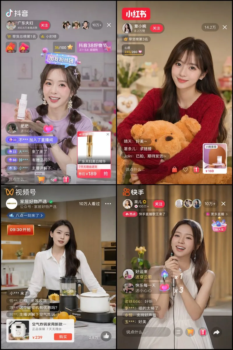 Chinese Livestreaming App UI Grid reference