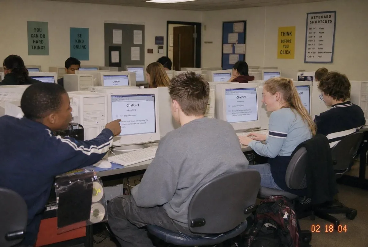 Early 2000s Computer Lab With ChatGPT reference