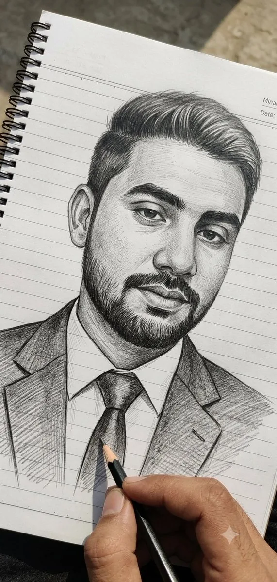Hand-Drawn Pencil Sketch Portrait reference