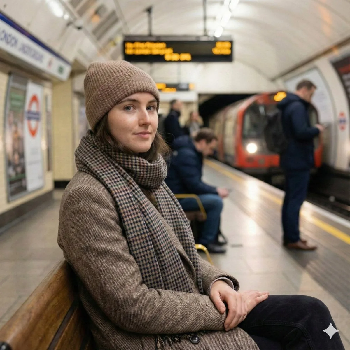 Introspective London Underground Portrait reference