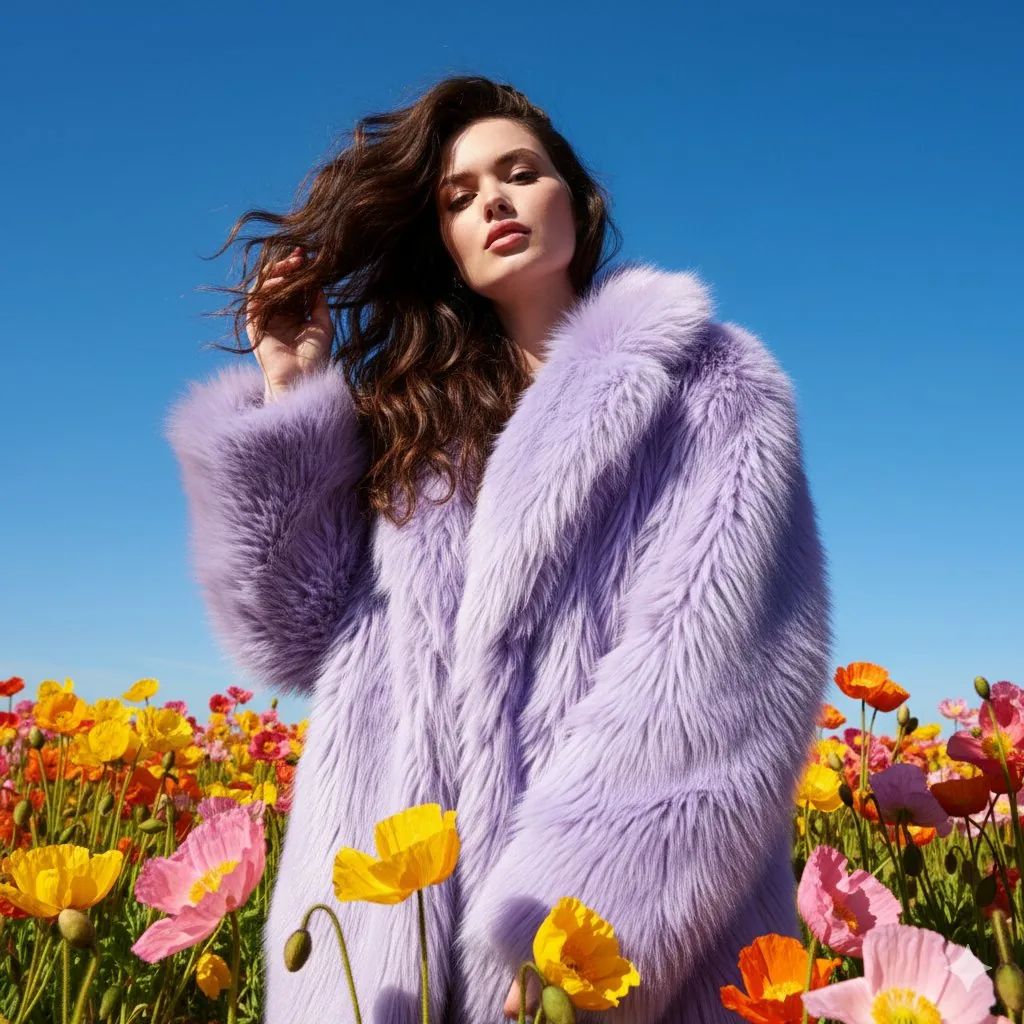 Outdoor Fashion Portrait in Flower Meadow Prompt reference