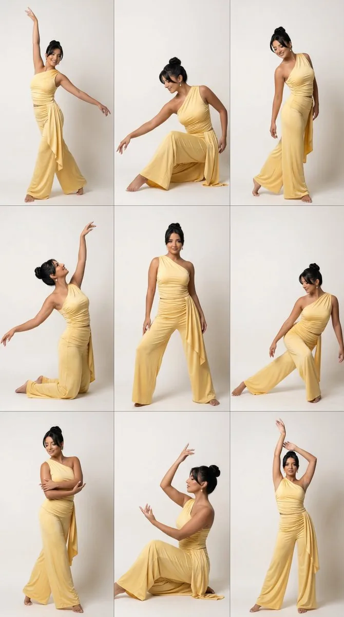 9-Panel Dance Editorial Grid with Identity Lock reference
