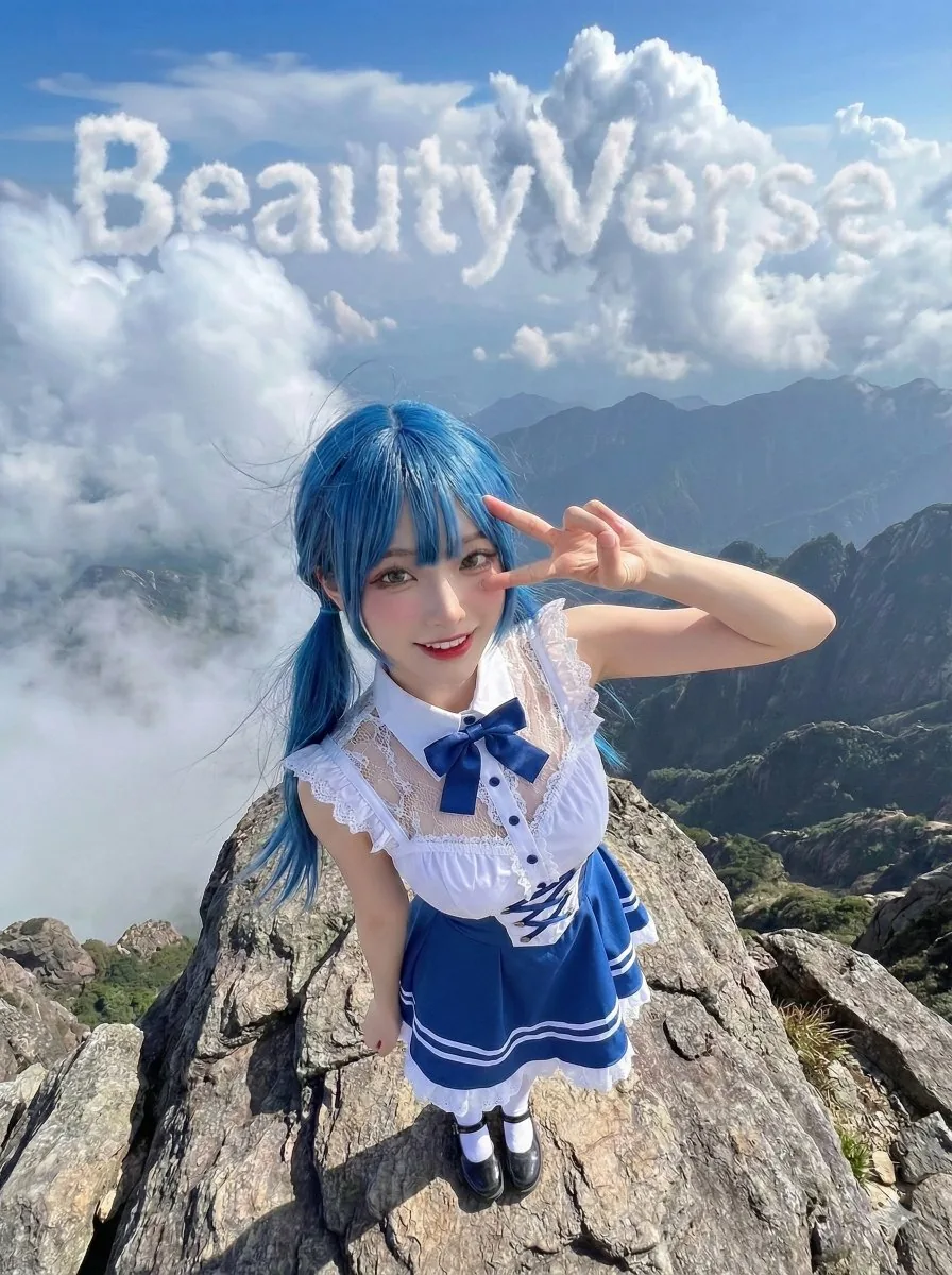 Character on a High Mountain Peak with Text in Clouds - Nano Banana Pro AI Prompt for Social Media Post reference