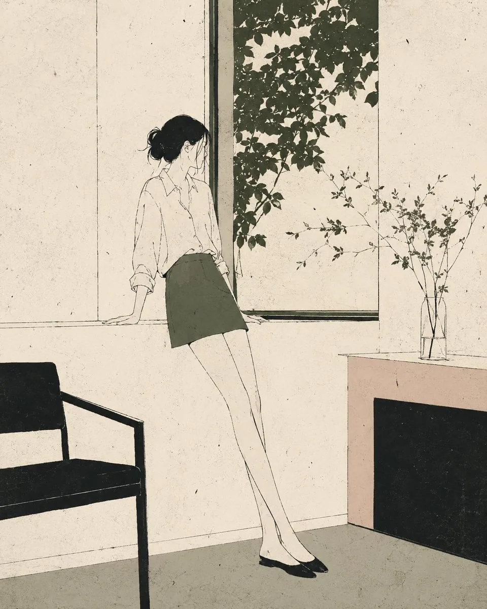 Nordic Minimalist Editorial Illustration reference