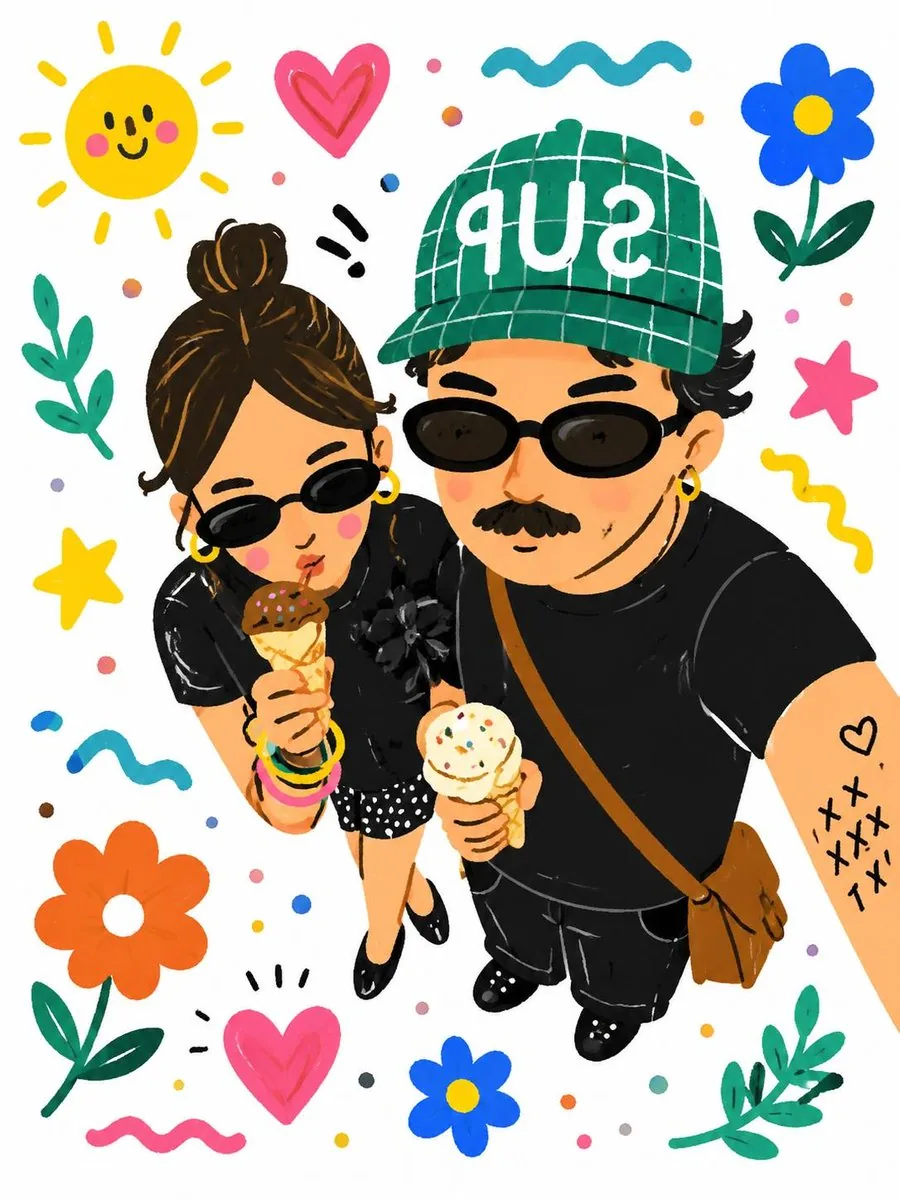 Selfie to Doodle Art Illustration reference