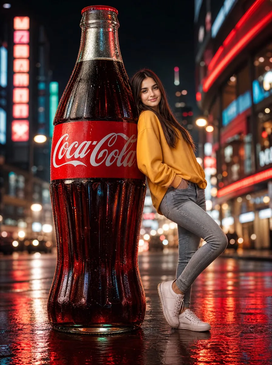 Neon Coca-Cola Street Portrait reference