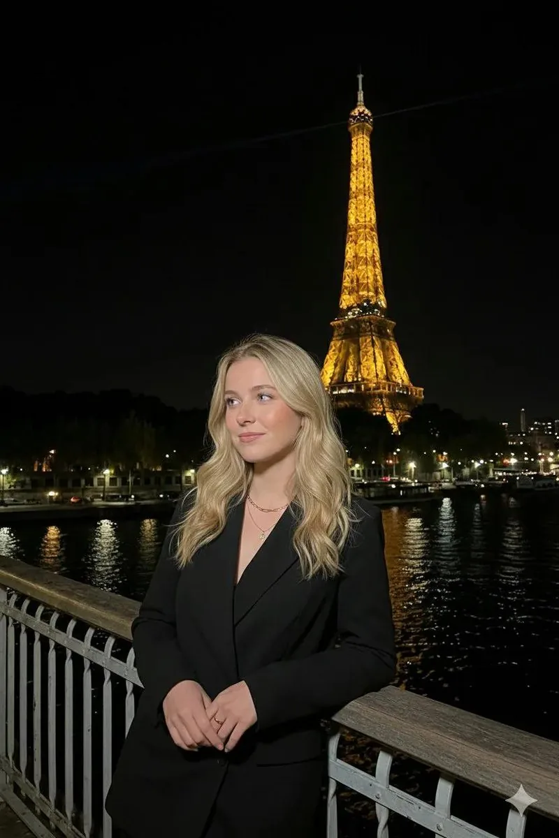 Paris Night Flash Photography (Eiffel Tower) - Nano Banana Pro AI Prompt for Social Media Post reference