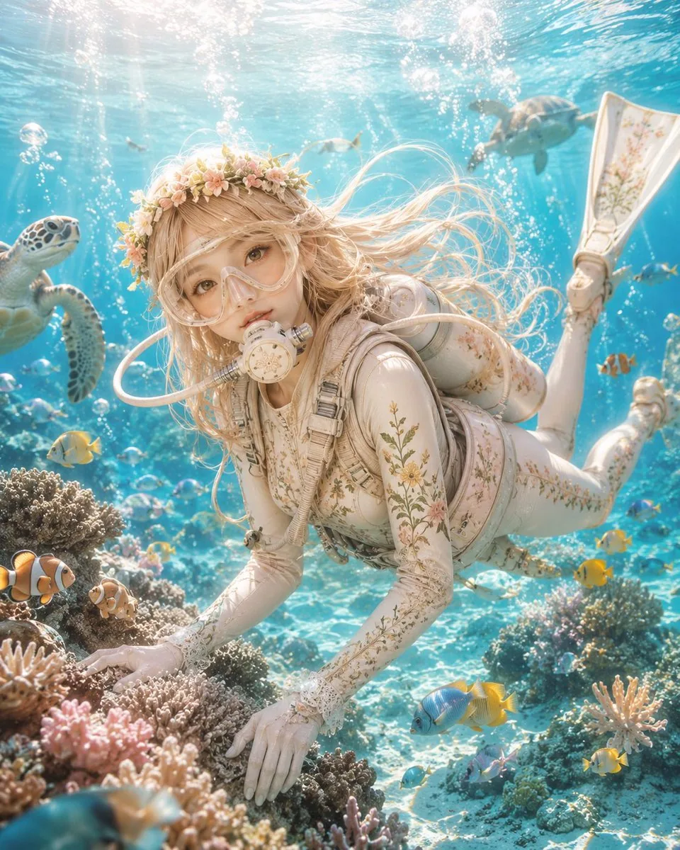 Anime Scuba Diving Character Portrait reference