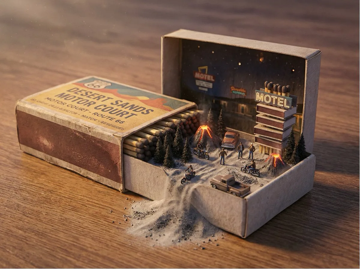 World in an Object Cinematic 3D Scene Template - Nano Banana Pro AI Prompt for Landscape / Nature reference