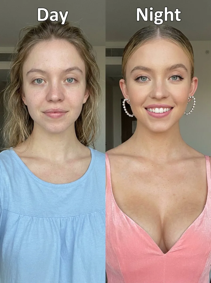 Day vs. Night Split Portrait Comparison - Nano Banana Pro AI Prompt for Social Media Post reference