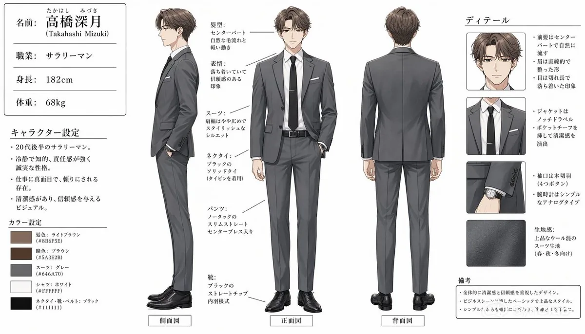 Japanese Salaryman Character Sheet reference