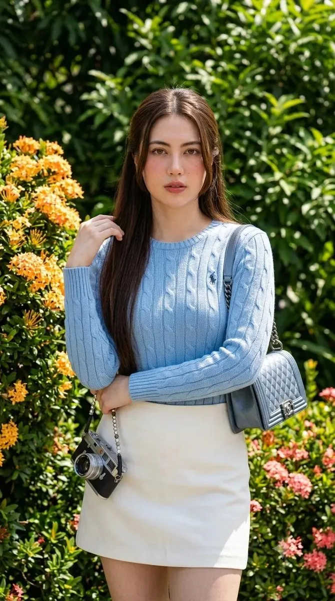 Woman in a vibrant garden portrait reference