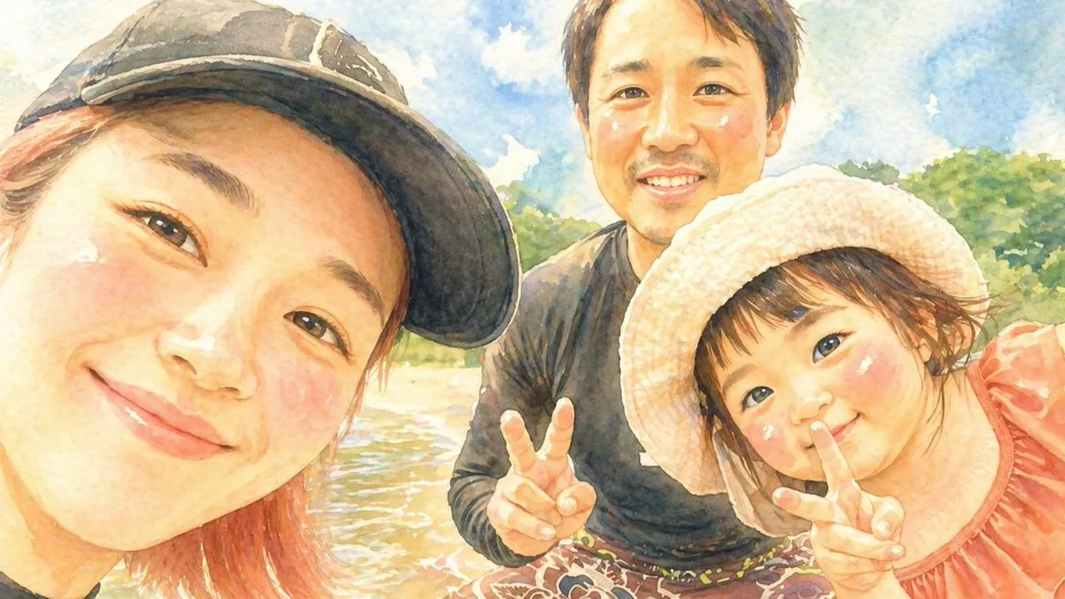 Watercolor Family Riverside Selfie reference