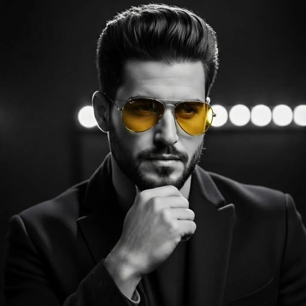 High-Contrast Cinematic Portrait of a Stylish Man - Nano Banana Pro AI Prompt for Product Marketing reference