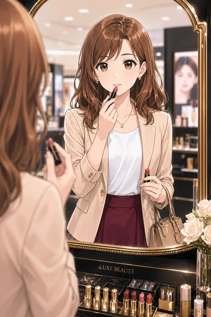 Elegant Office Lady at Beauty Counter reference