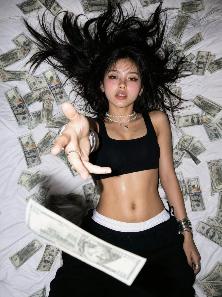 Overhead Flash Money Bed Editorial reference