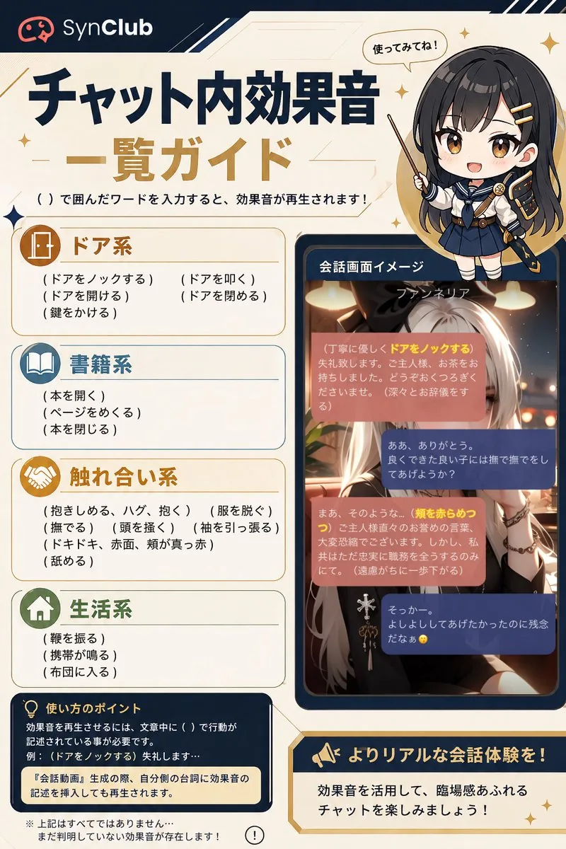 SynClub Chat Sound Effects Guide reference