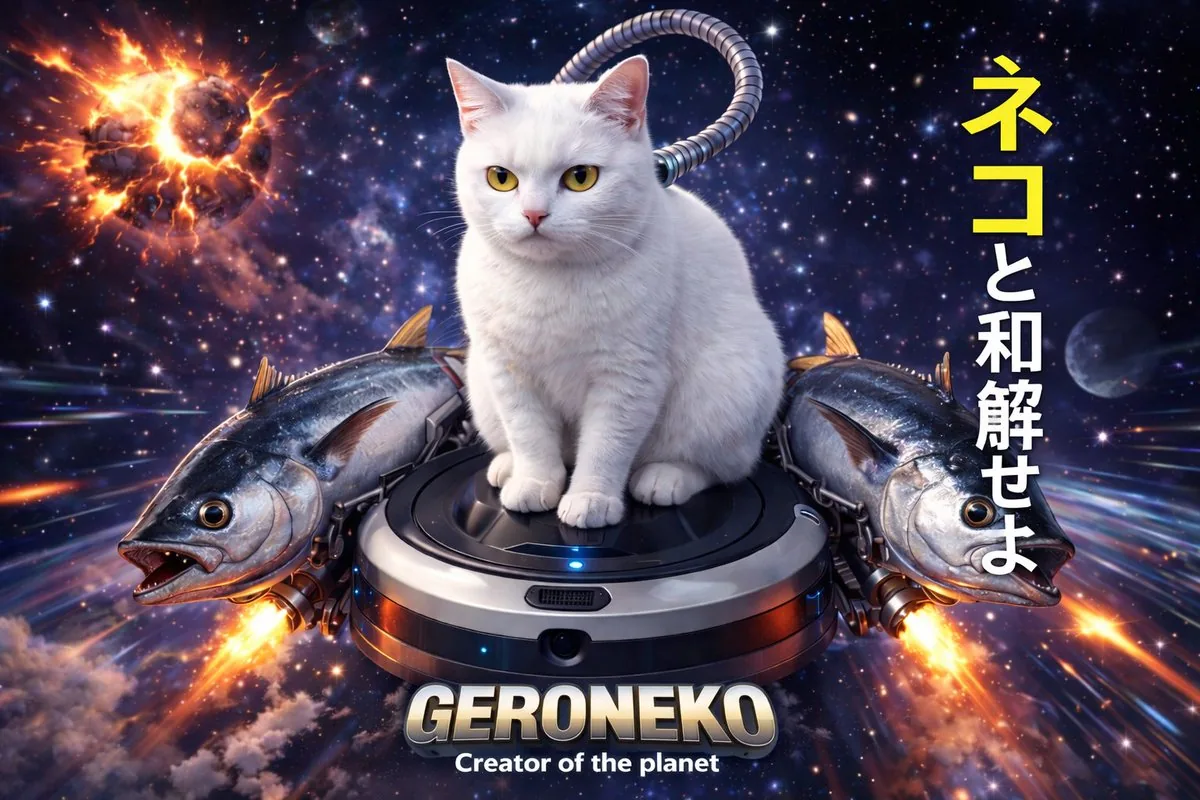 Sci-Fi Cat on Fish-Powered Vacuum reference
