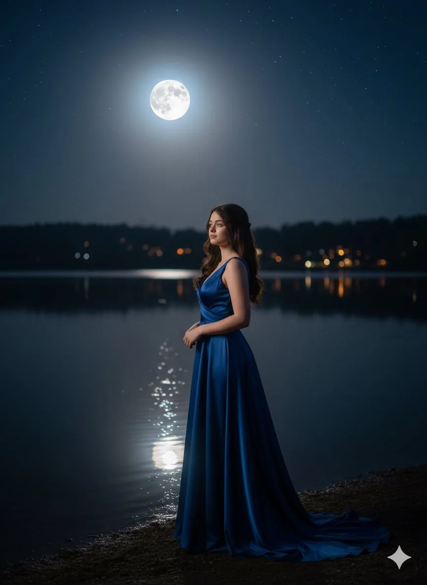 Romantic Night Portrait by a Lake reference