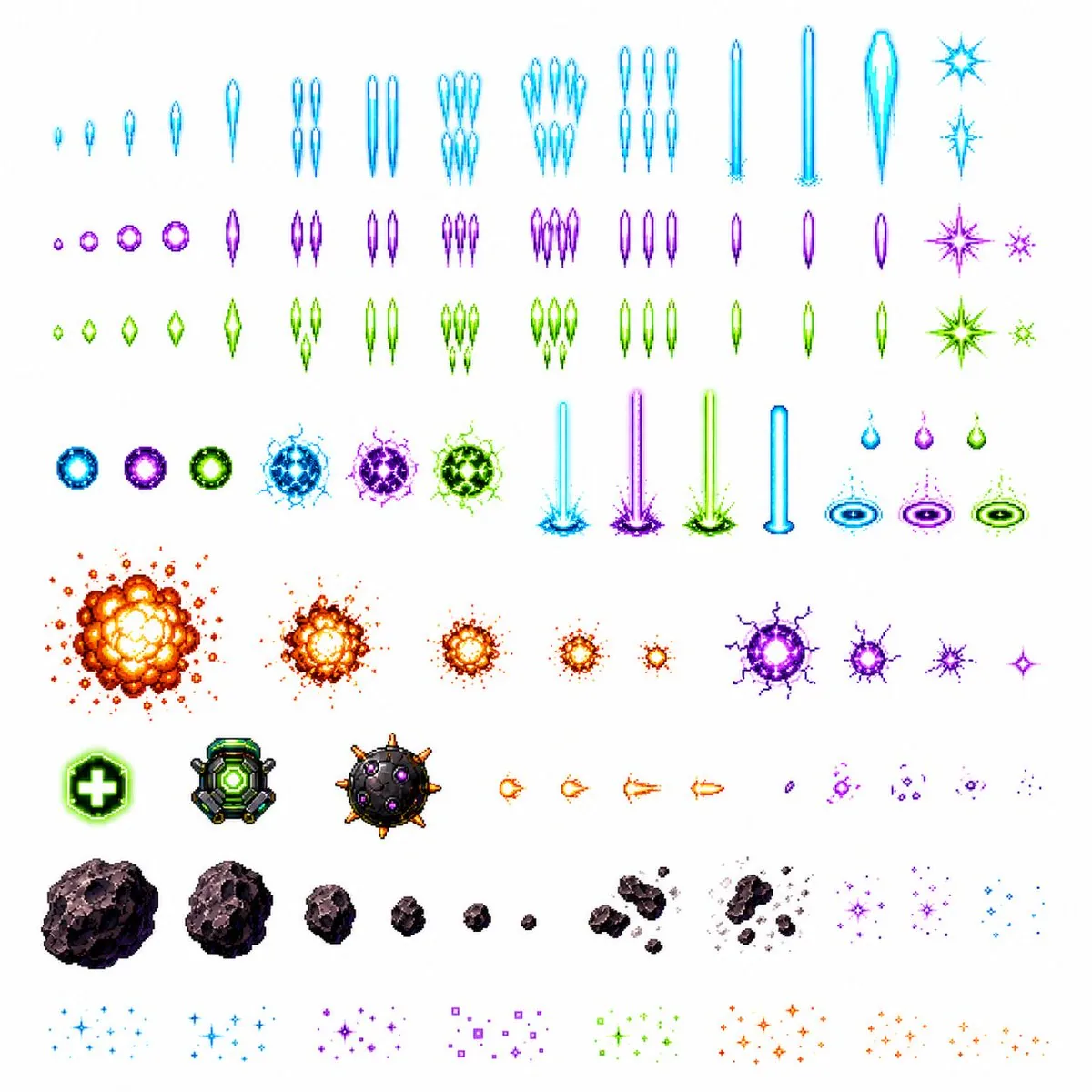 Retro Space Shooter VFX Sprite Sheet reference