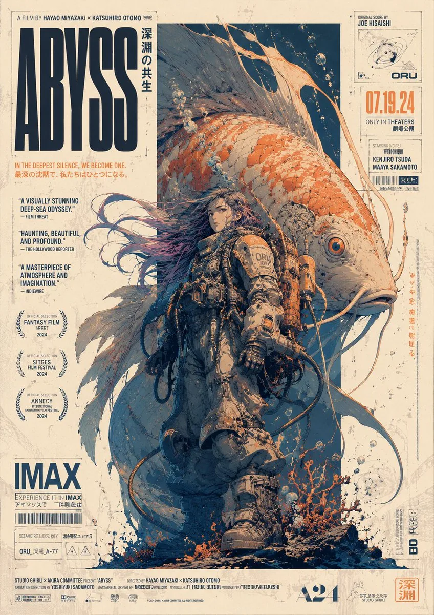 Retro Deep-Sea Sci-Fi Anime Poster reference