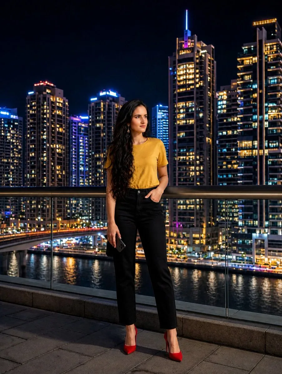 Urban Balcony Night Portrait - Nano Banana Pro AI Prompt for Social Media Post reference