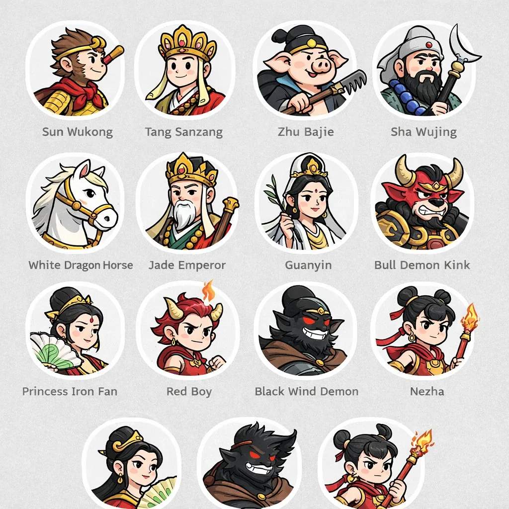 Mythological Character Avatar Grid reference