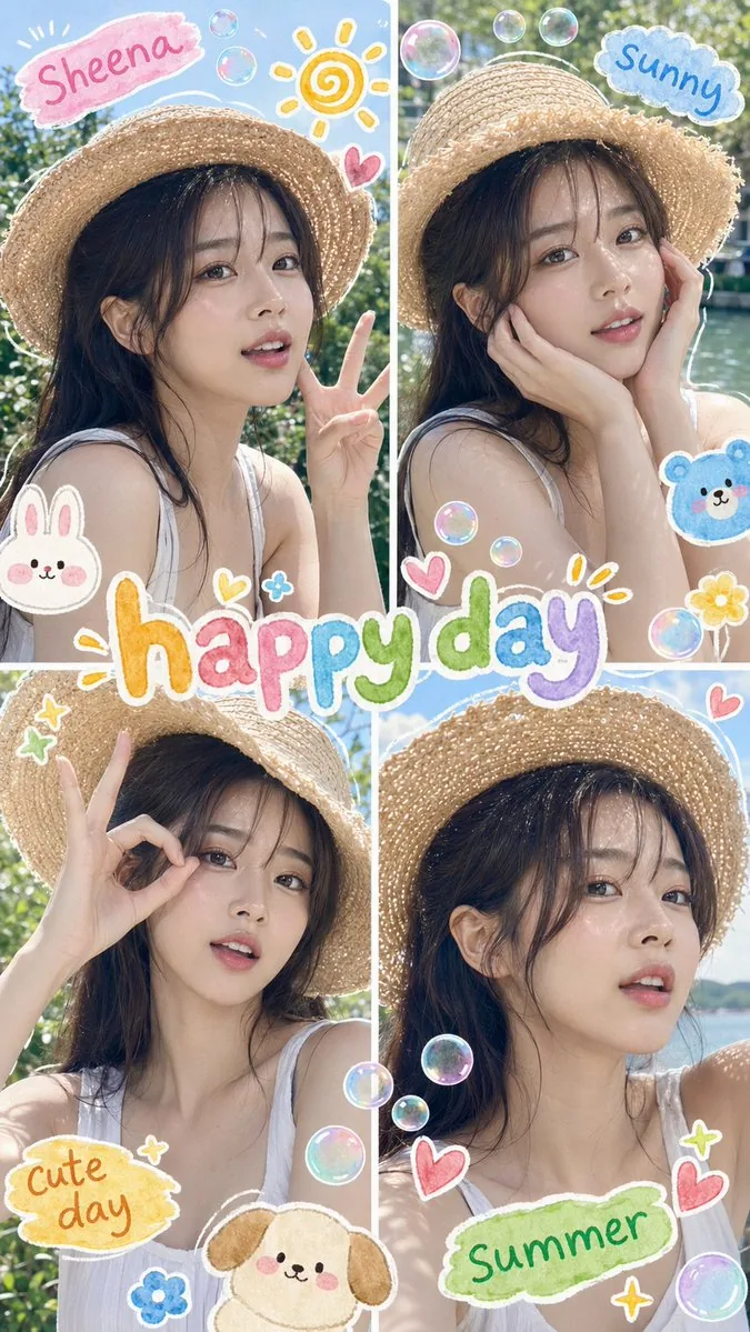 Summer Selfie Sticker Collage reference