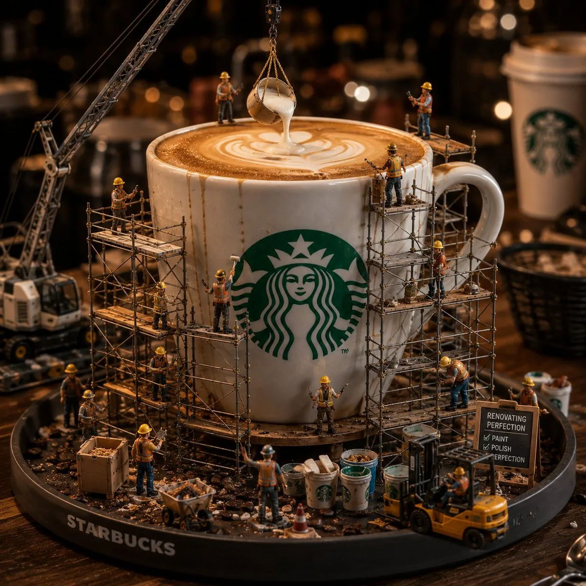 Miniature Starbucks Renovation Scene reference