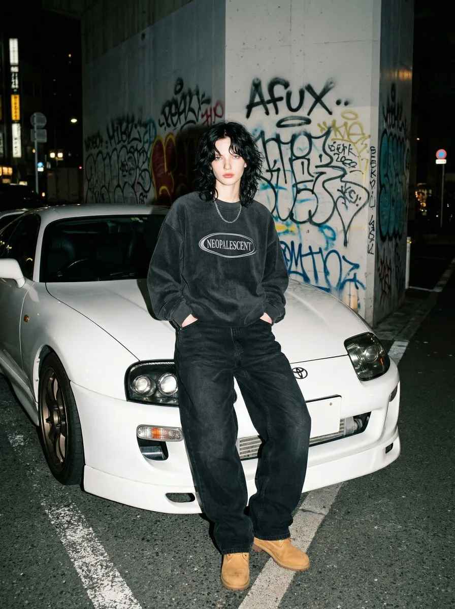 90s Streetwear Portrait with Toyota Supra MK4 reference