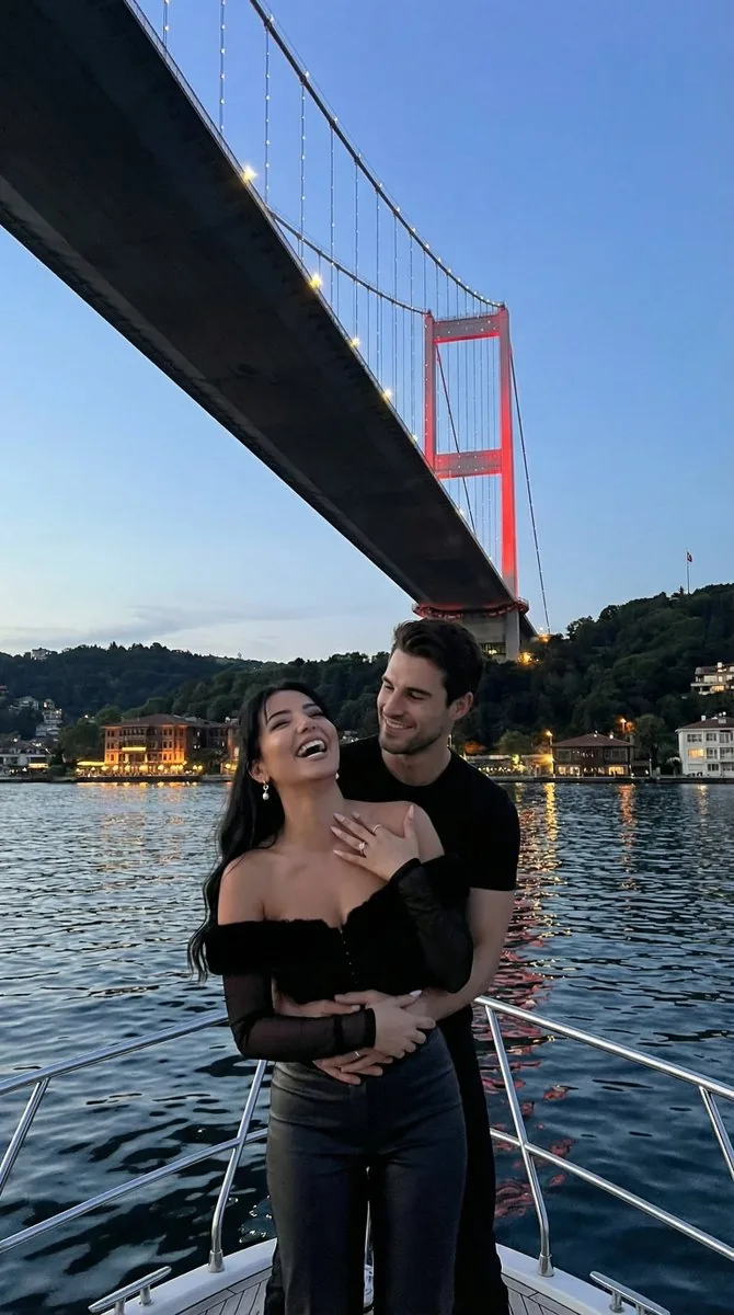 Cinematic Photoreal Romance on Bosphorus Yacht at Dusk - Nano Banana Pro AI Prompt for Social Media Post reference