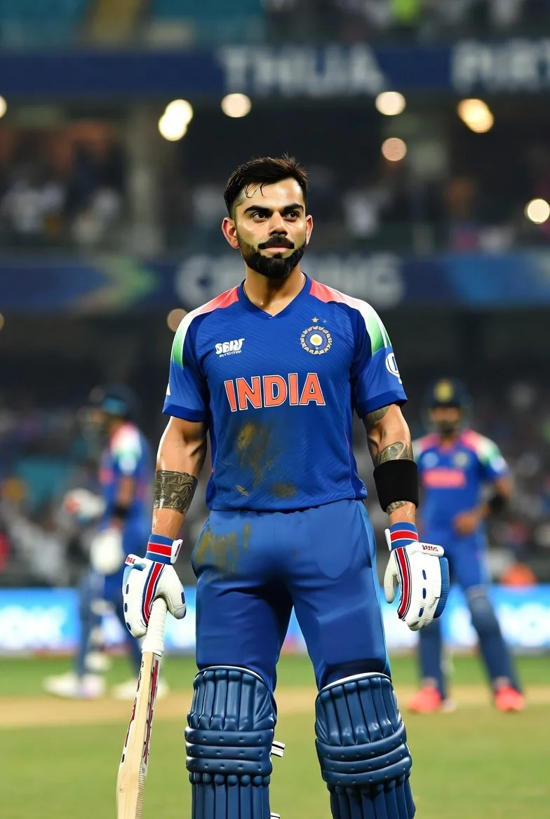 Dynamic Sports Photography Prompt for Virat Kohli reference