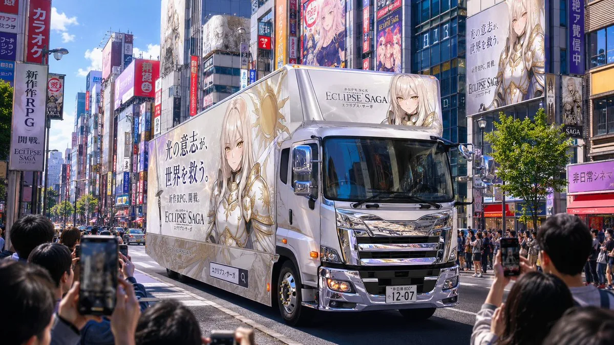 Fantasy RPG Ad Truck in Tokyo District reference