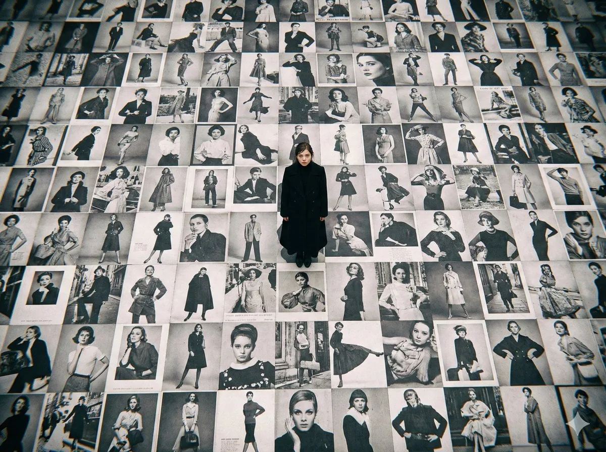 Bird's-Eye View of Actress on Billboard-Covered Ground reference