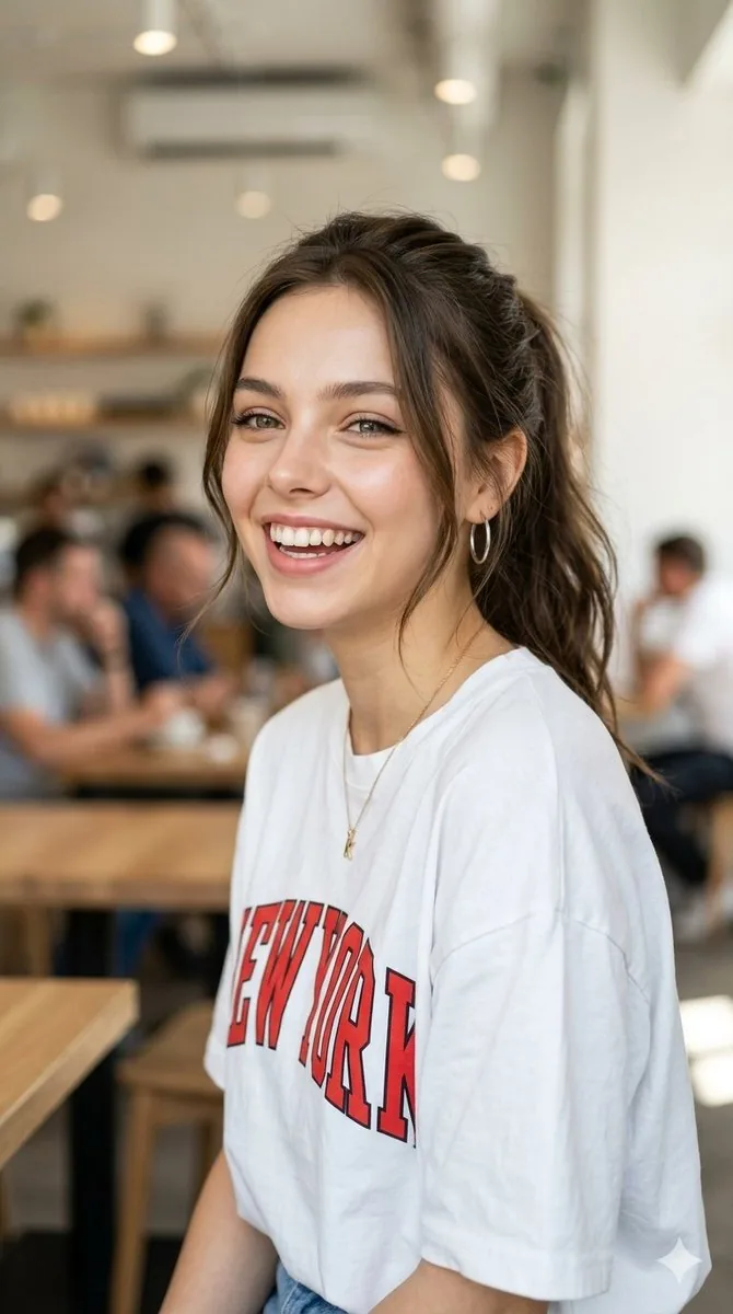 Candid Graphic T-Shirt Portrait reference